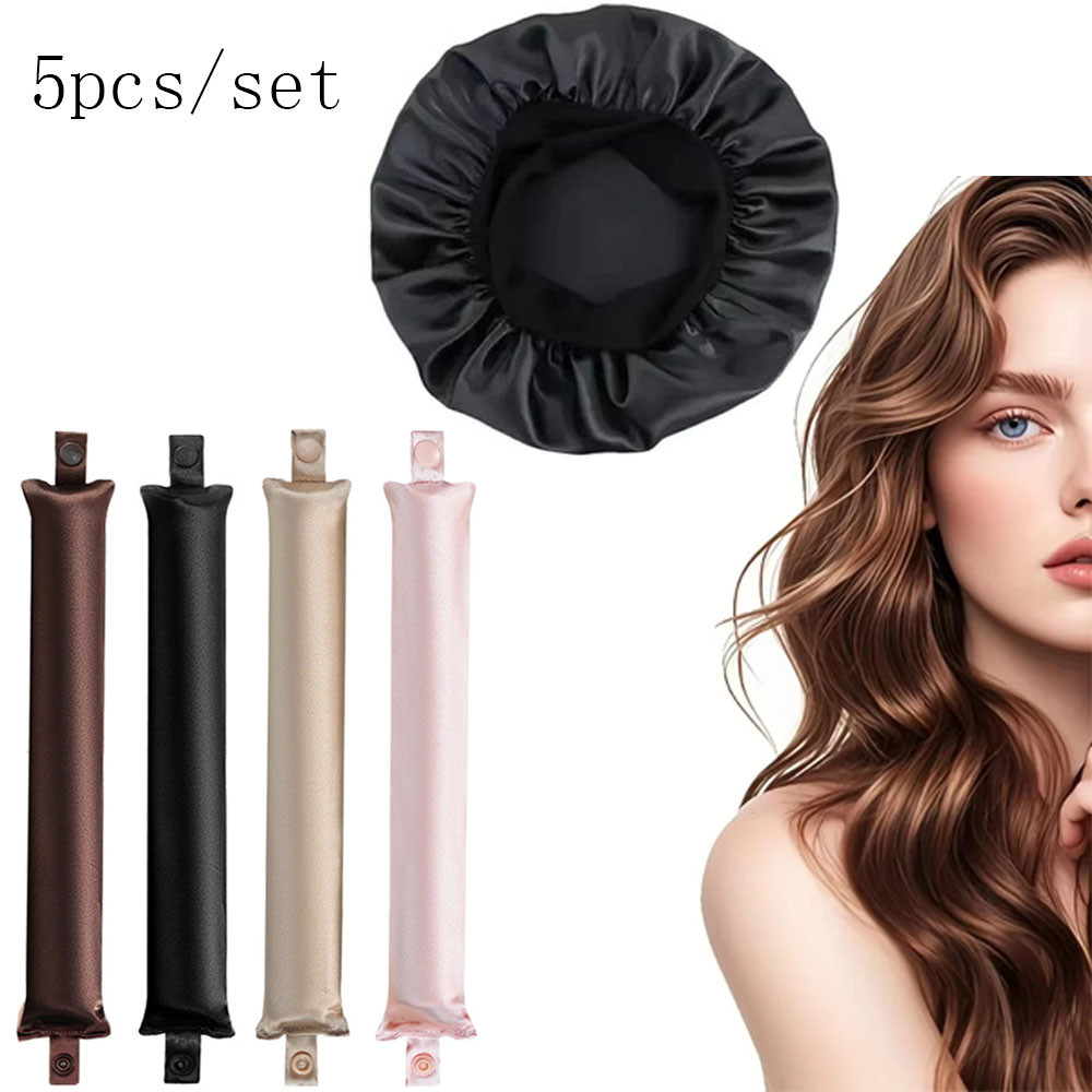 Hair Roller Set Flexi - 5개입 무열 컬링 로드 세트, 새틴