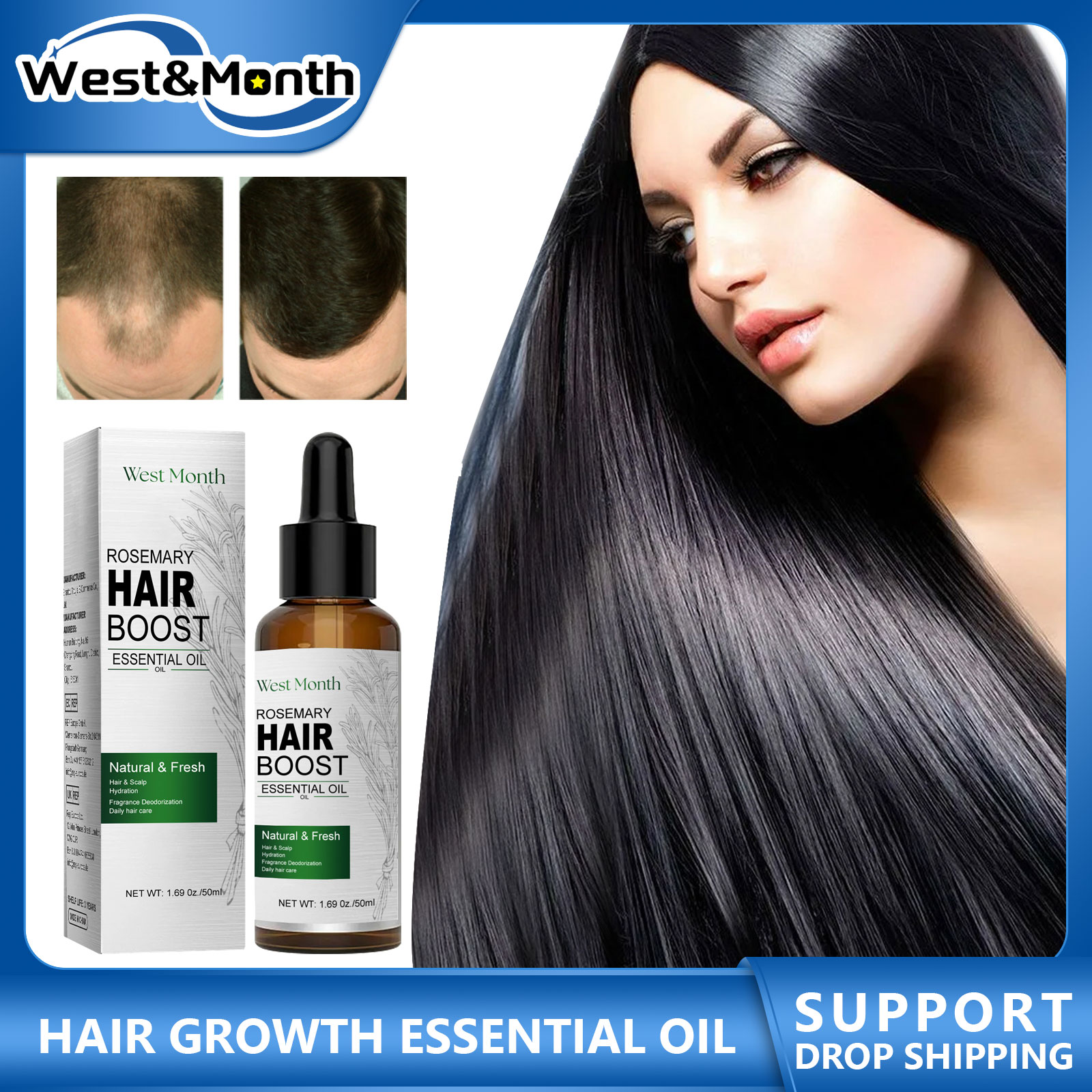 Rosemary Hair Oil - 로즈마리 모발 성장 에센셜 오일, 대머리