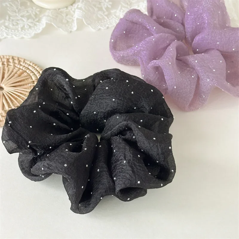 패션 라인스톤 메쉬 헤어밴드 쉬폰 스크런치 여성 한국  - Hair Net Invisible 리뷰 및 가격